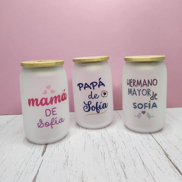 VASO DE VIDRIO FROZEN 13 OZ CON TAPA DE BAMBOO