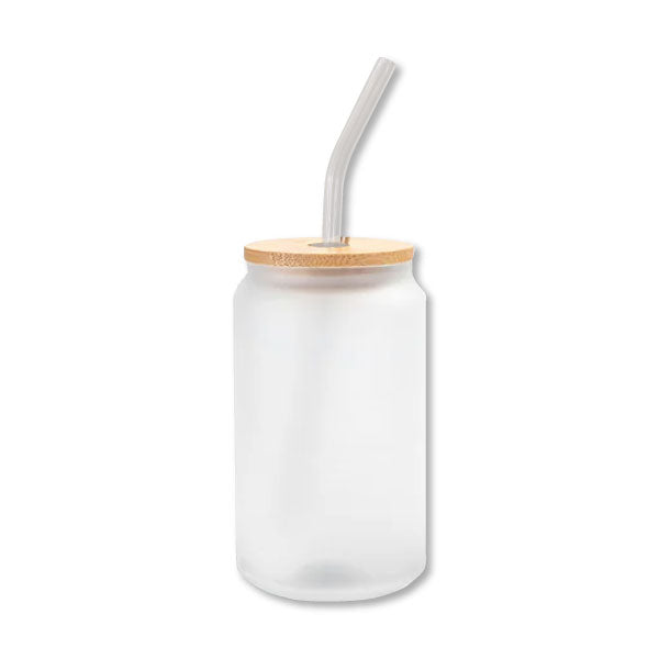 VASO DE VIDRIO FROZEN 13 OZ CON TAPA DE BAMBOO