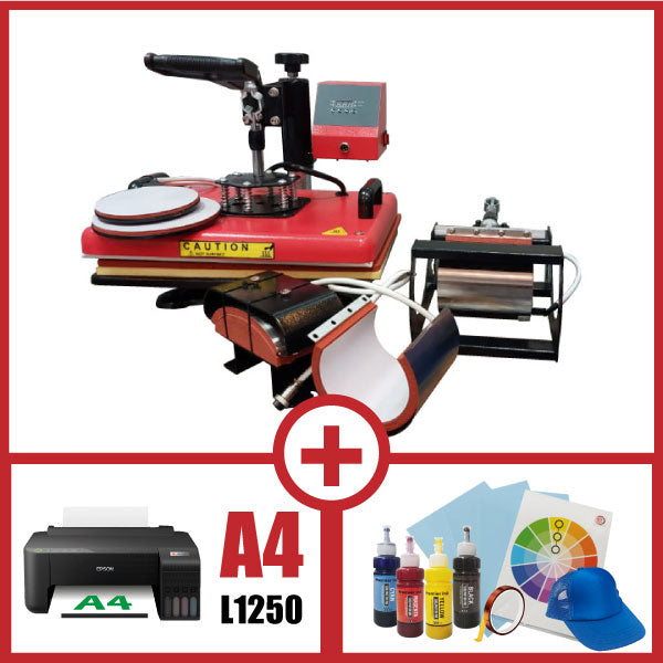 COMBO SUBLIMADORA 6 EN 1 + IMPRESORA L1250 + INSUMOS