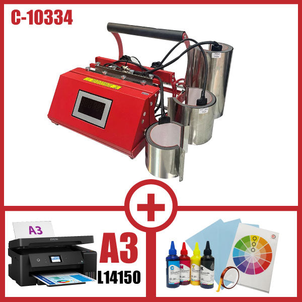 COMBO SUBLIMADORA DE TOMATODOS 4 en 1 + IMPRESORA A3 L14150 + INSUMOS