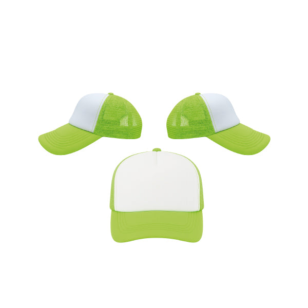 GORRA SAM ECONÓMICA NIÑO COLOR VERDE NEON CON FRENTE BLANCA