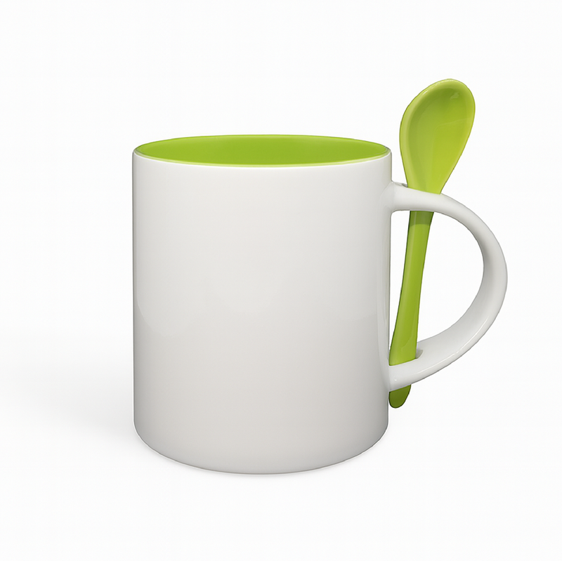 JARRO RECTO CON CUCHARA FONDO DE COLOR Y ASA BLANCO