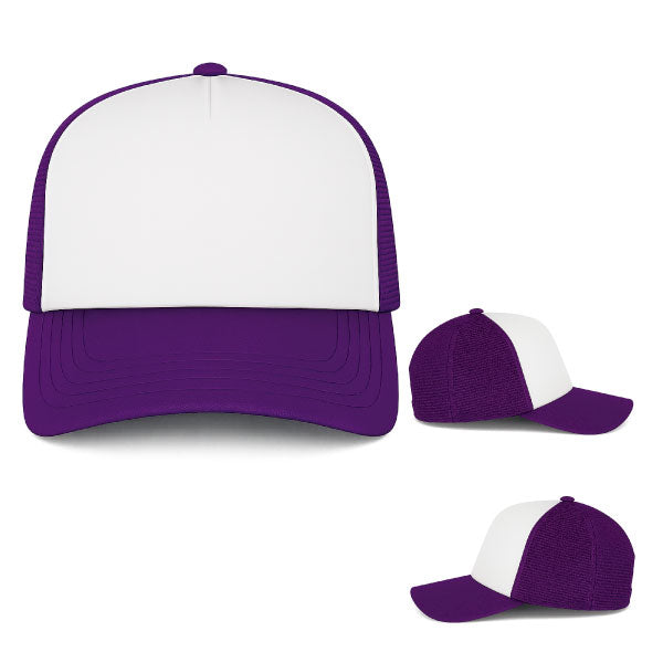 GORRA CAMIONERA TOM PURPURA FRENTE BLANCO