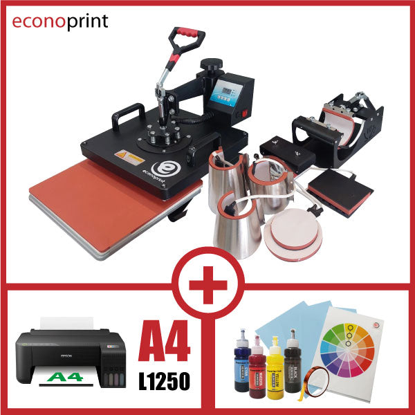 COMBO SUBLIMADORA 9 EN 1 + IMPRESORA L1250 + INSUMOS