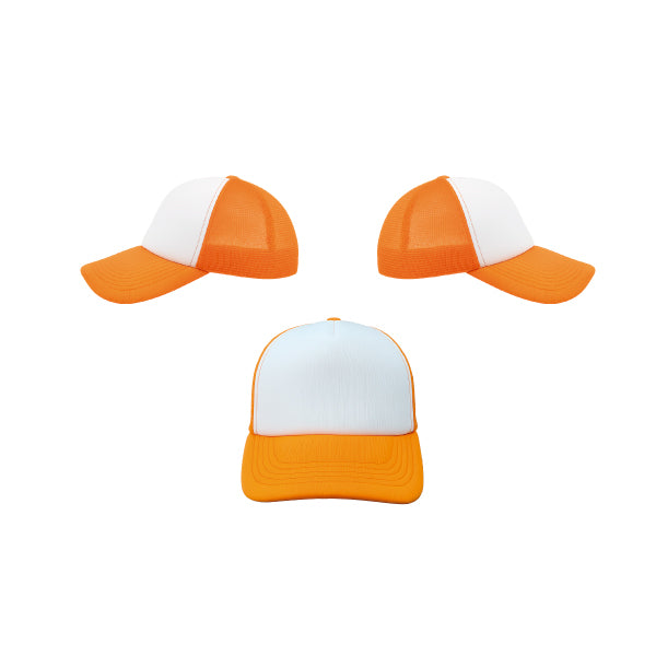 GORRA SAM ECONÓMICA NIÑO COLOR NARANJA CON FRENTE BLANCA