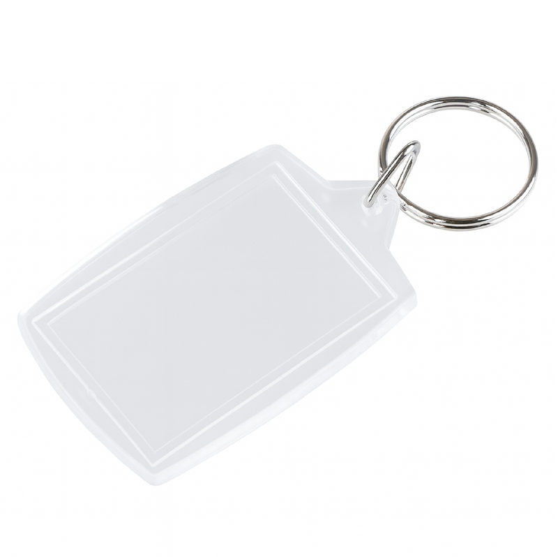 LLAVEROS ACRÍLICOS ENCAPSULADOS RECTANGULARES 3.3 CM X 4.5 CM