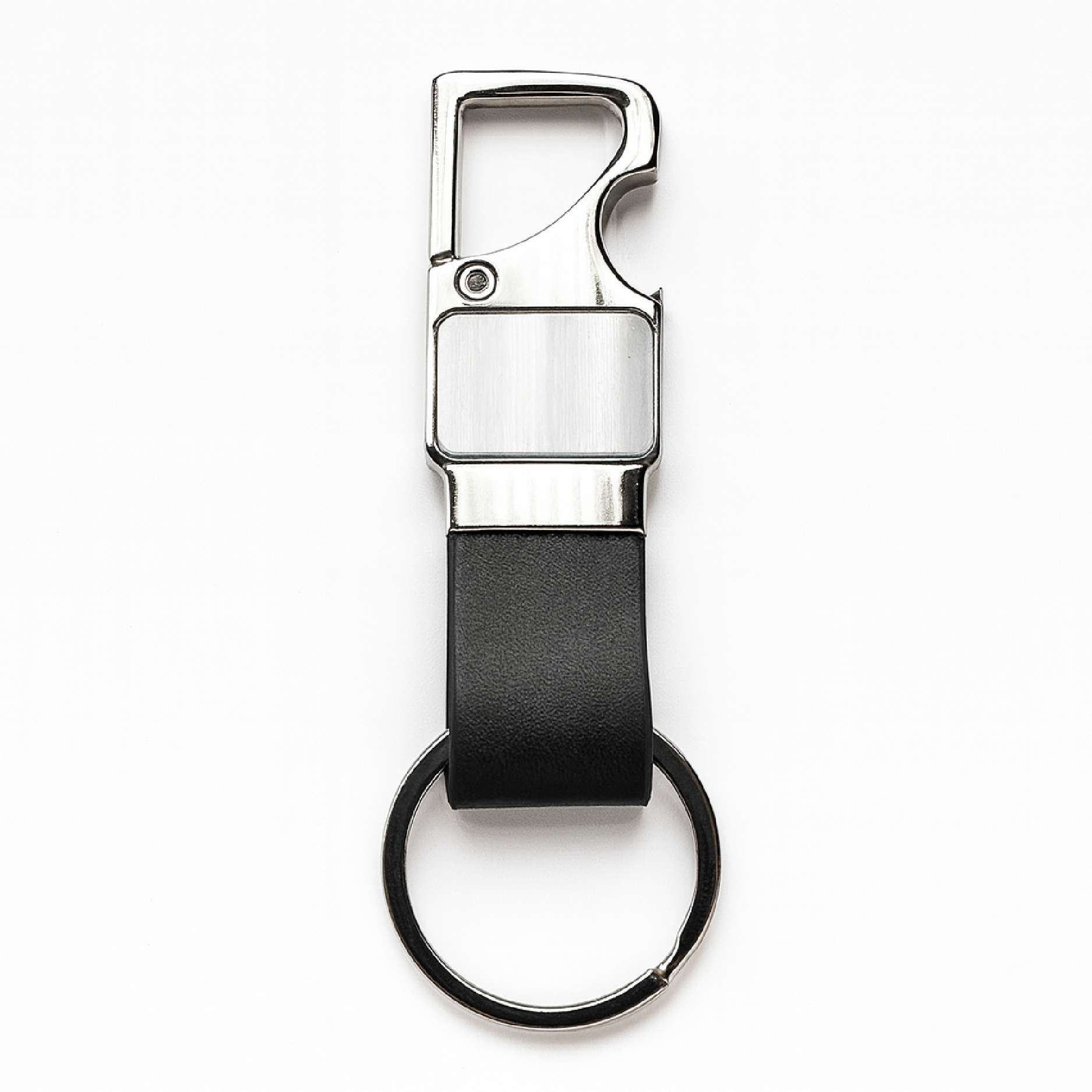 LLAVERO METÁLICO Y CUERO SUBLIMABLE DESTAPADOR 8.3 X 2.4 CM