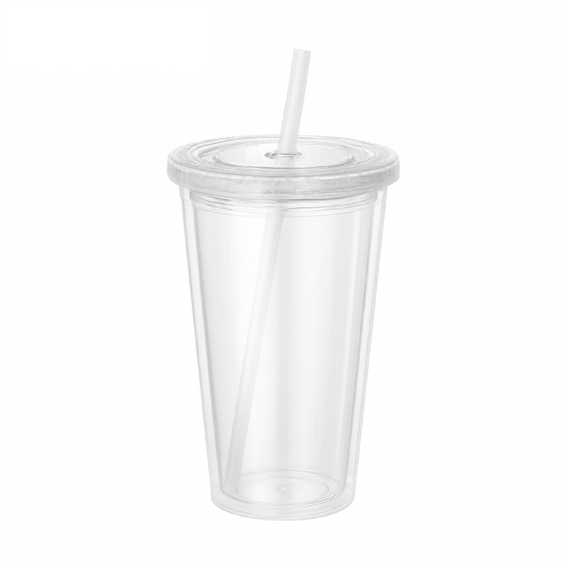 VASO ACRÍLICO TRANSPARENTE CON SORBETE 450 ML