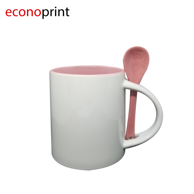 JARRO RECTO CON CUCHARA FONDO DE COLOR Y ASA BLANCO