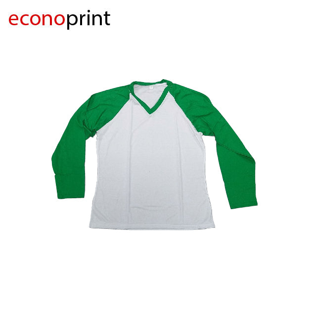 BUZO CUELLO EN V DE MUJER BLANCO CON MANGAS VERDE