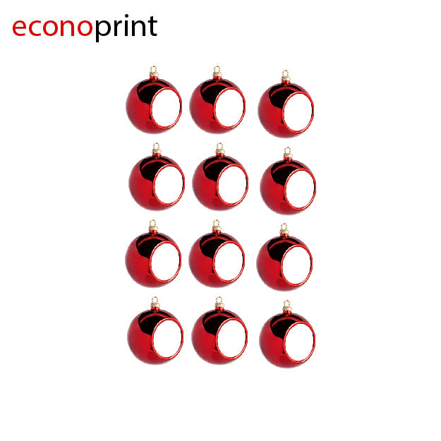 ESFERA NAVIDEÑA ROJO SUBLIMABLE 8CM - DOCE UNIDADES