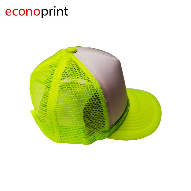 GORRA YIBO NIÑO COLOR AMARILLO NEON FRENTE BLANCA