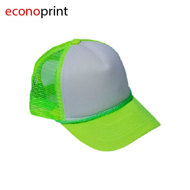 GORRA YIBO NIÑO COLOR VERDE NEON FRENTE BLANCA