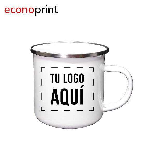 JARRO LOSA BLANCO SUBLIMABLE CONTORNO PLATEADO 11OZ