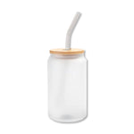 VASO DE VIDRIO FROZEN 13 OZ CON TAPA DE BAMBOO