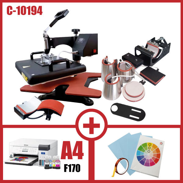COMBO SUBLIMADORA 11 EN 1 + IMPRESORA SUB A4 F170 + INSUMOS