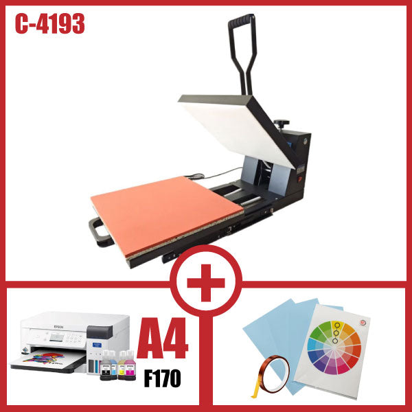 COMBO SUBLIMADORA 38 X 38 CM + IMPRESORA F170 A4 + INSUMOS