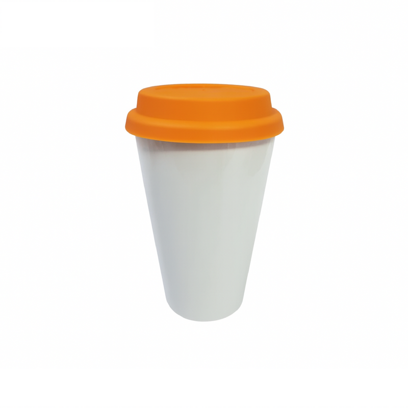 VASO SUBLIMABLE CON TAPA NARANJA SIN BANDA 10 OZ